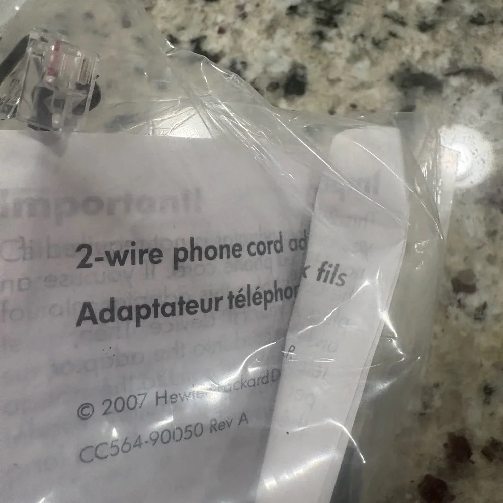 HP 2 Wire Phone Cord Adapter New & Sealed Black Q3093-80004